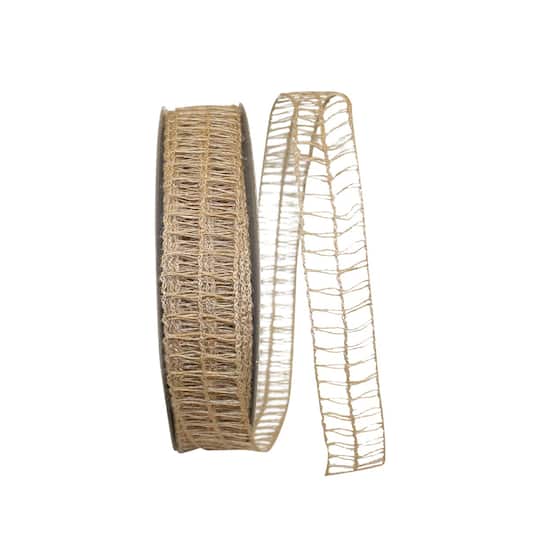 JAM Paper 1.5" x 50yd. Natural Wired Jute Net Ribbon